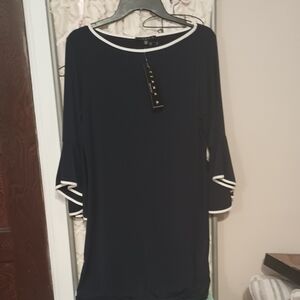 Tiana B. Navy Midi Dress with White Trim